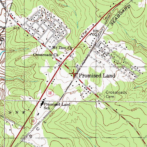 Topographic Map of Promised Land, SC