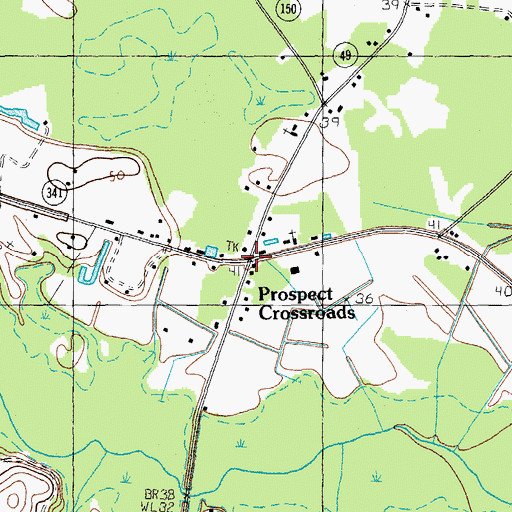 Topographic Map of Prospect Crossroads, SC