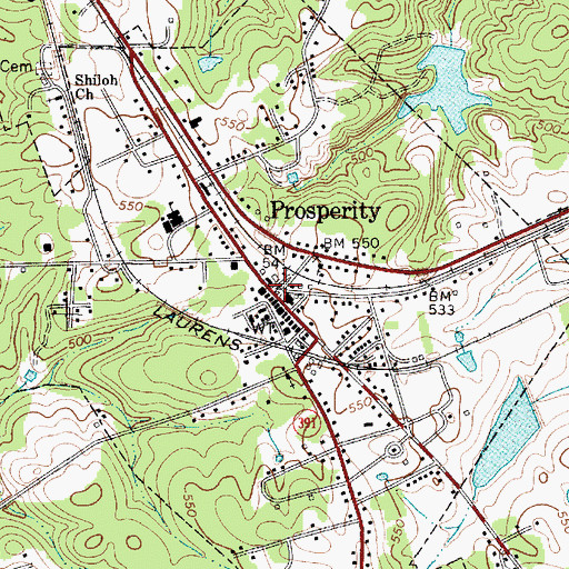 Topographic Map of Prosperity, SC