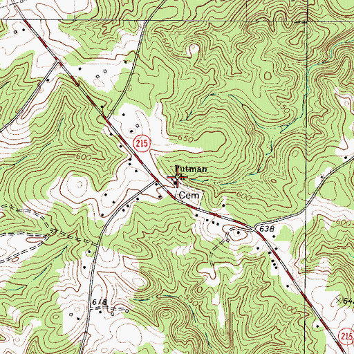Topographic Map of Putman Baptist Church, SC