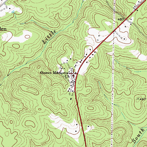 Topographic Map of Queen Memorial Church, SC