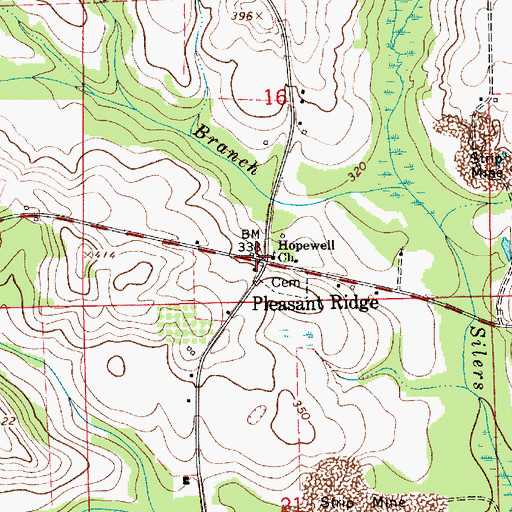 Topographic Map of Pleasant Ridge, AL