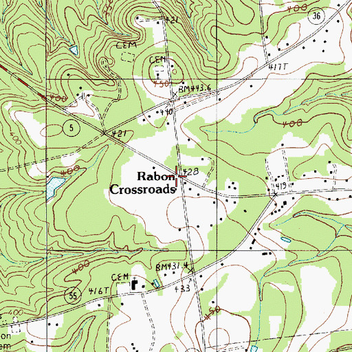 Topographic Map of Rabon Crossroads, SC
