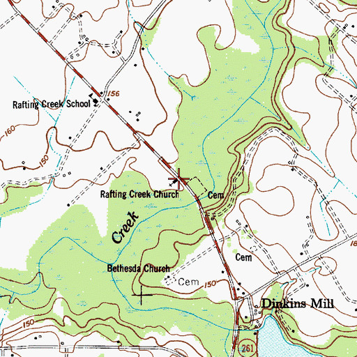 Topographic Map of Rafting Creek Church, SC