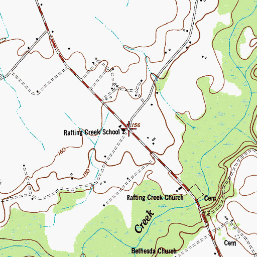 Topographic Map of Rafting Creek School, SC
