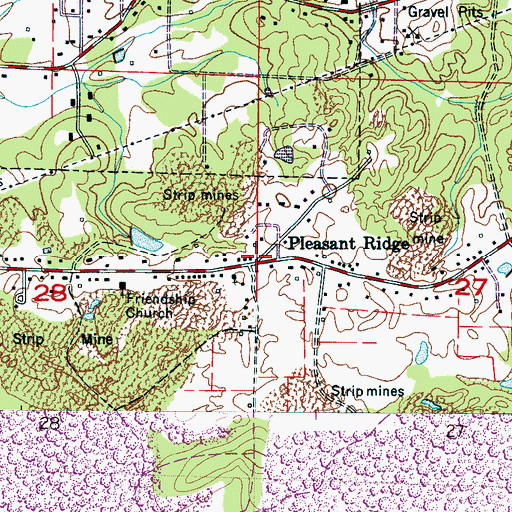 Topographic Map of Pleasant Ridge, AL