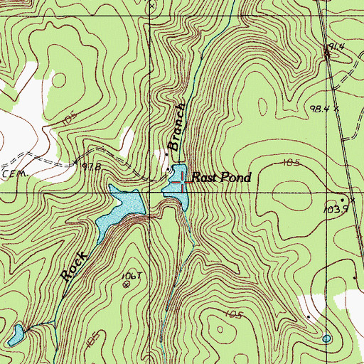 Topographic Map of Rast Pond, SC