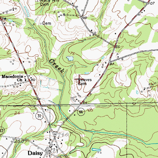 Topographic Map of Reaves Cemetery, SC