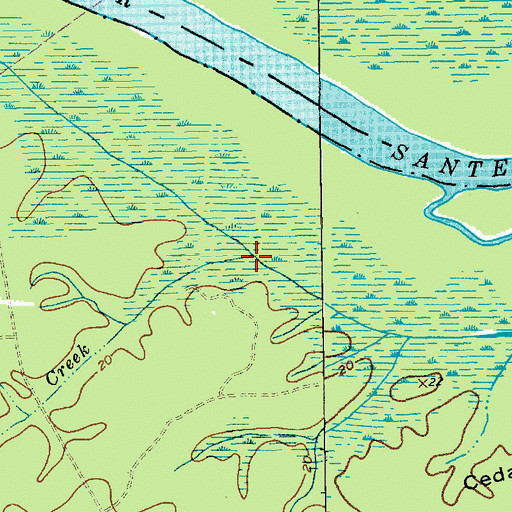 Topographic Map of Red Bluff Creek, SC