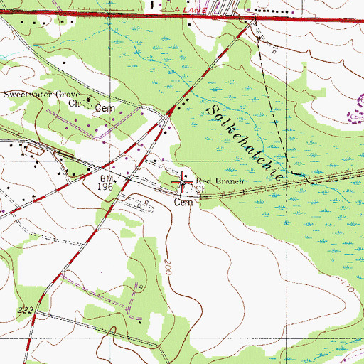Topographic Map of Red Branch Baptist Church, SC