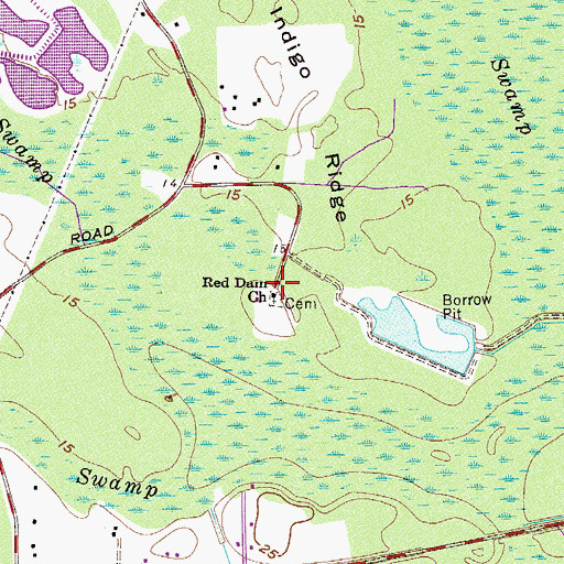 Topographic Map of Red Dam Church, SC