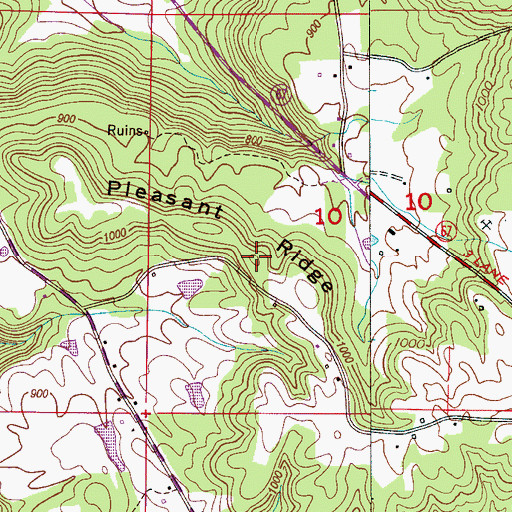 Topographic Map of Pleasant Ridge, AL