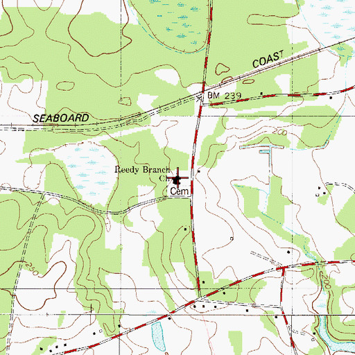 Topographic Map of Reedy Branch Baptist Church, SC