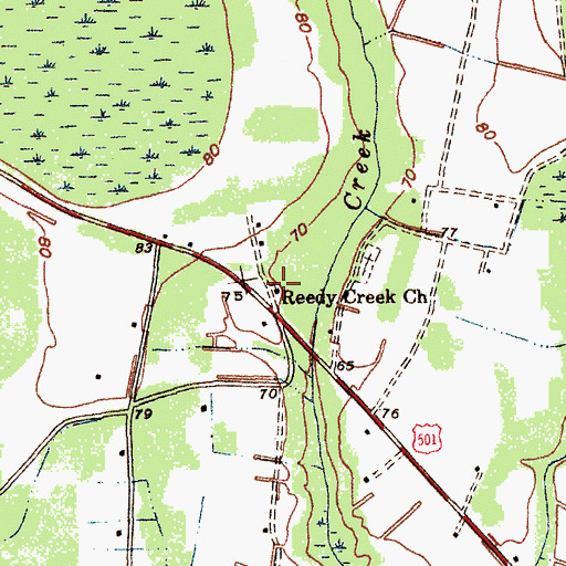 Topographic Map of Reedy Creek Church, SC
