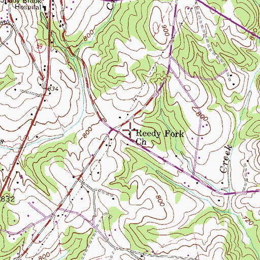 Topographic Map of Reedy Fork Baptist Church, SC