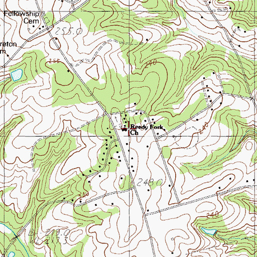 Topographic Map of Reedy Fork Church, SC