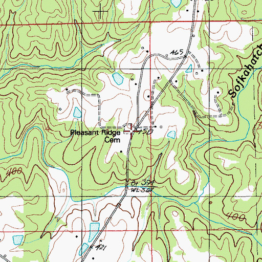 Topographic Map of Pleasant Ridge Cemetery, AL