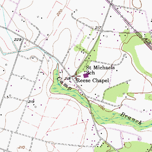 Topographic Map of Reese Chapel, SC