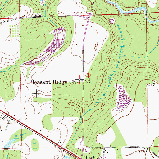 Topographic Map of Pleasant Ridge United Methodist Church, AL