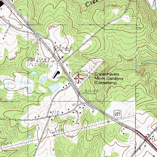 Topographic Map of Greenhaven Memorial Gardens, SC