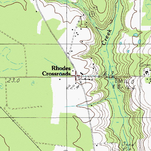 Topographic Map of Rhodes Crossroads, SC