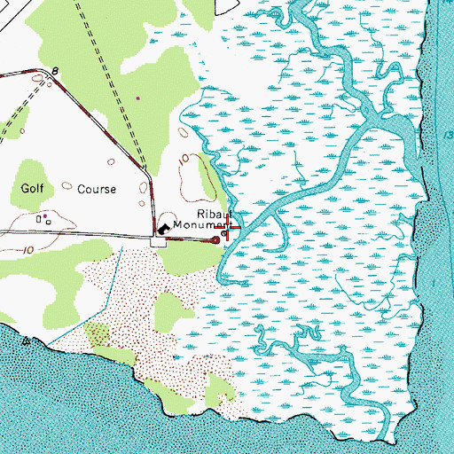 Topographic Map of Ribaut Monument, SC