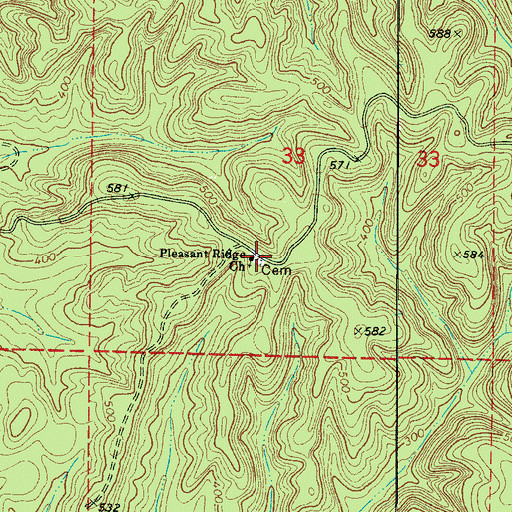 Topographic Map of Pleasant Ridge Church, AL