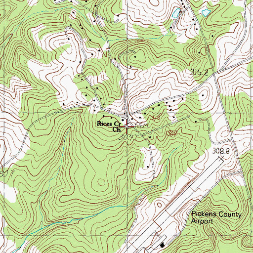 Topographic Map of Rices Creek Church, SC