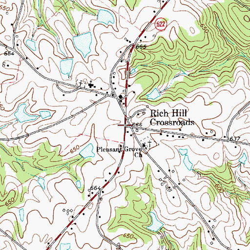 Topographic Map of Rich Hill Crossroads, SC
