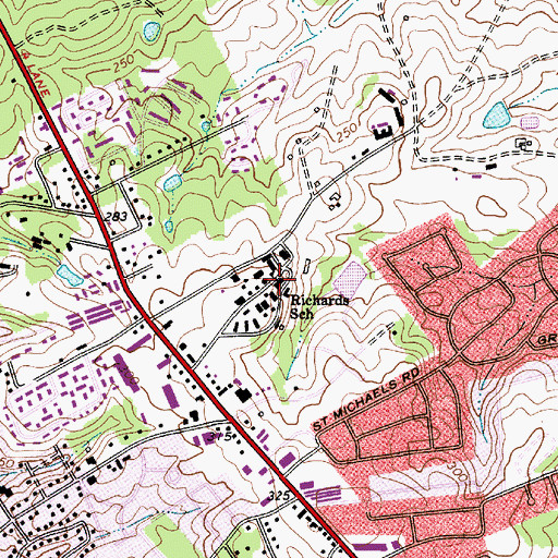 Topographic Map of Richards School, SC