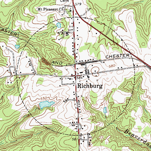 Topographic Map of Richburg, SC