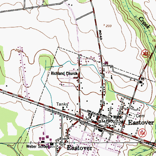 Topographic Map of Richland Church, SC