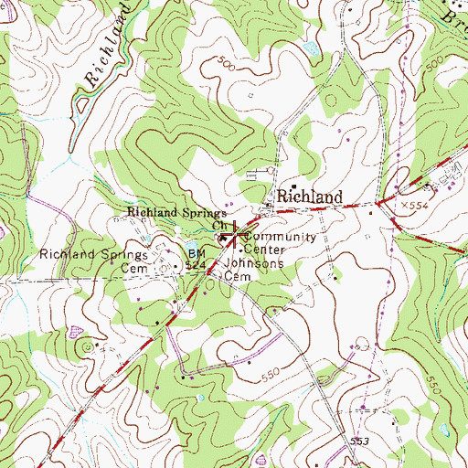 Topographic Map of Richland Springs Church, SC