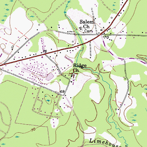 Topographic Map of Ridge Baptist Church, SC