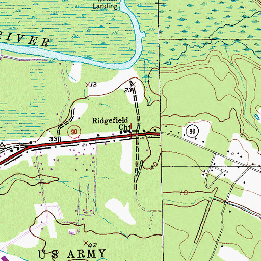 Topographic Map of Ridgefield Church, SC