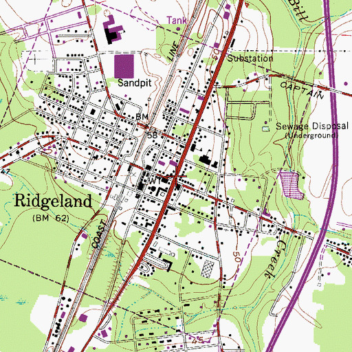 Topographic Map of Ridgeland, SC