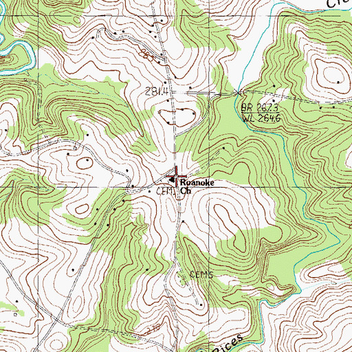 Topographic Map of Roanoke Baptist Church, SC