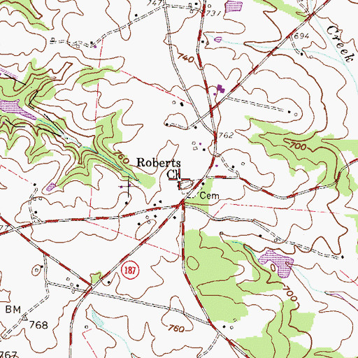 Topographic Map of Roberts Church, SC