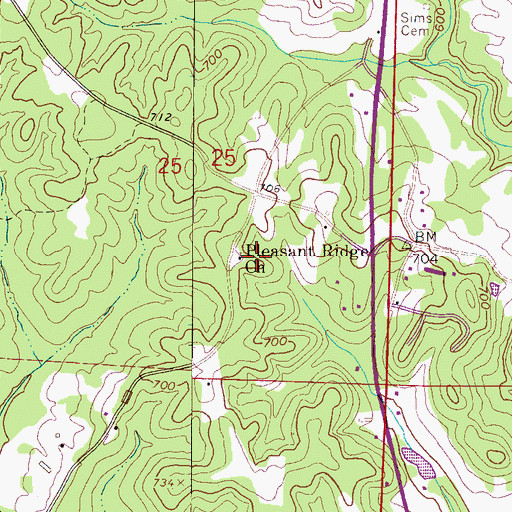 Topographic Map of Pleasant Ridge Church, AL