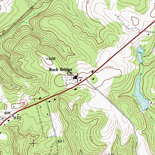 Topographic Map of Rock Bridge Church, SC