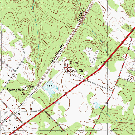 Topographic Map of Rock Presbyterian Church, SC