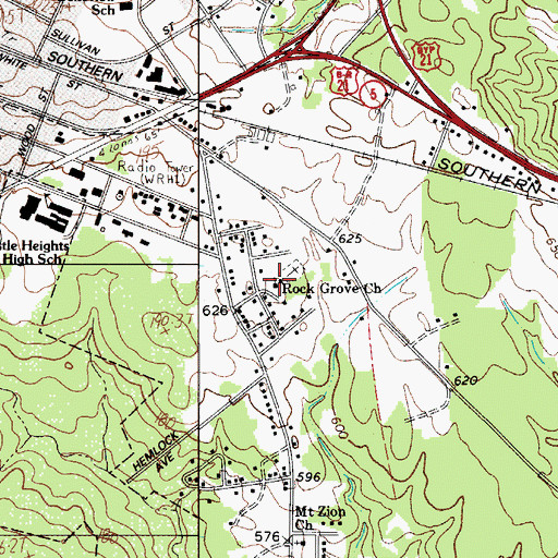 Topographic Map of Rock Grove African Methodist Episcopal Zion Church, SC