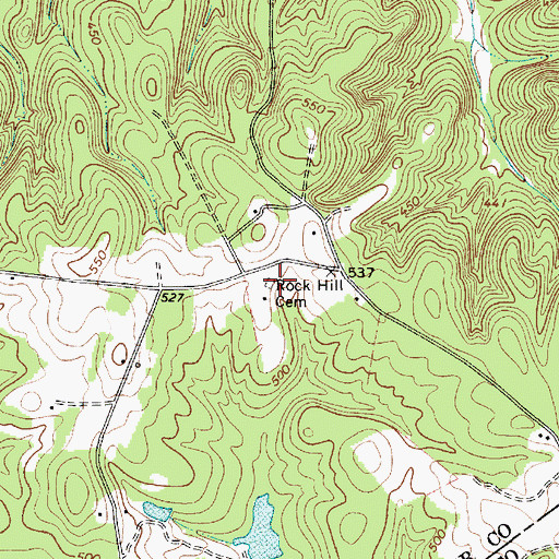 Topographic Map of Rock Hill Cemetery, SC