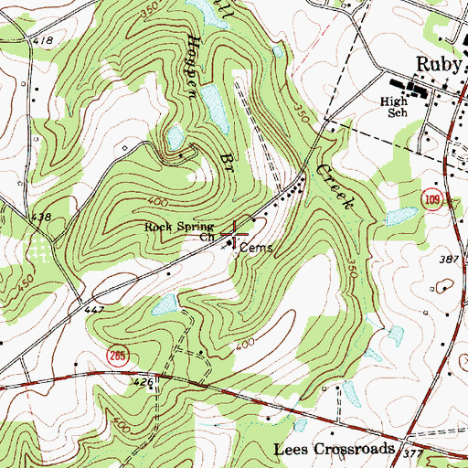 Topographic Map of Rock Springs Baptist Church, SC