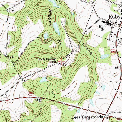 Topographic Map of Rock Springs Baptist Church, SC
