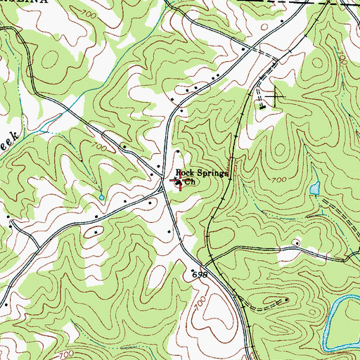 Topographic Map of Rock Springs Baptist Church, SC