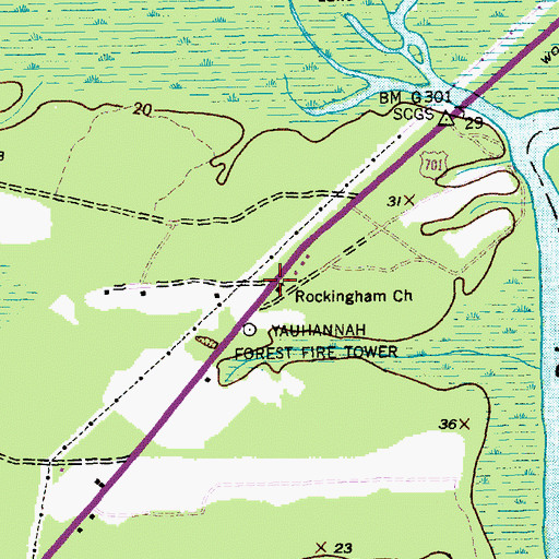 Topographic Map of Rockingham Church, SC