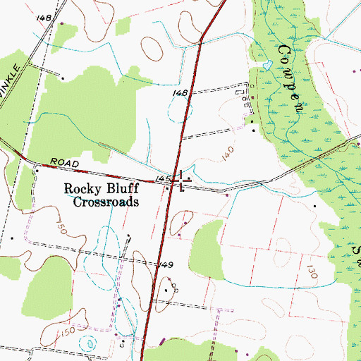 Topographic Map of Rocky Bluff Crossroads, SC