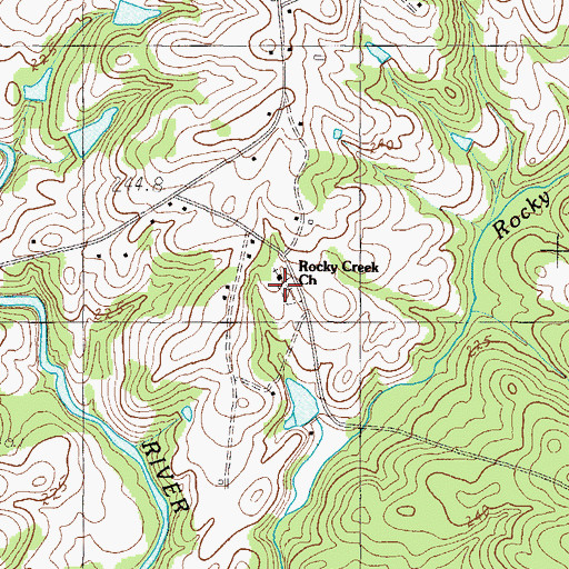 Topographic Map of Rocky Creek Church, SC