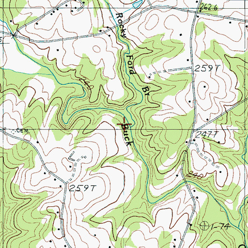 Topographic Map of Rocky Ford Branch, SC